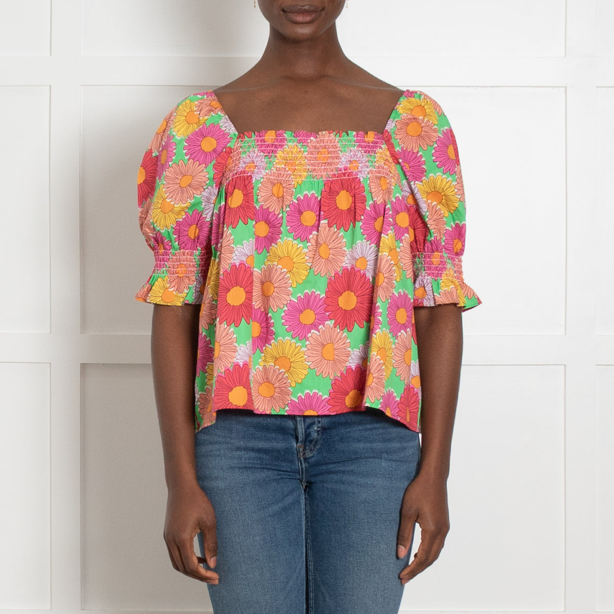 Resume Floral Shirred Puff Sleeve Top