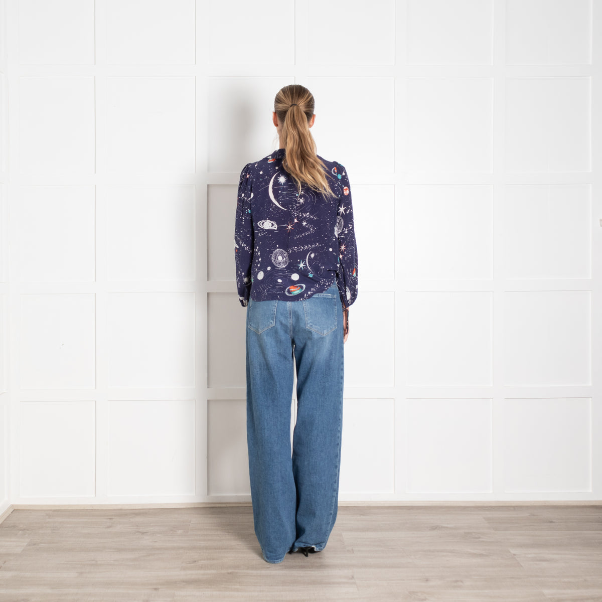 Rixo Silk Galaxy Print Blouse
