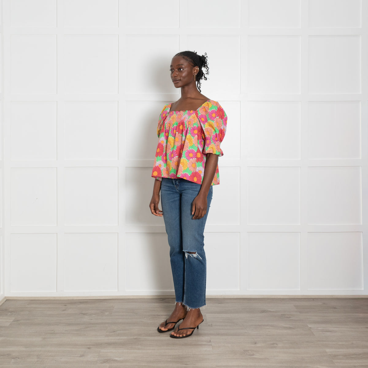 Resume Floral Shirred Puff Sleeve Top