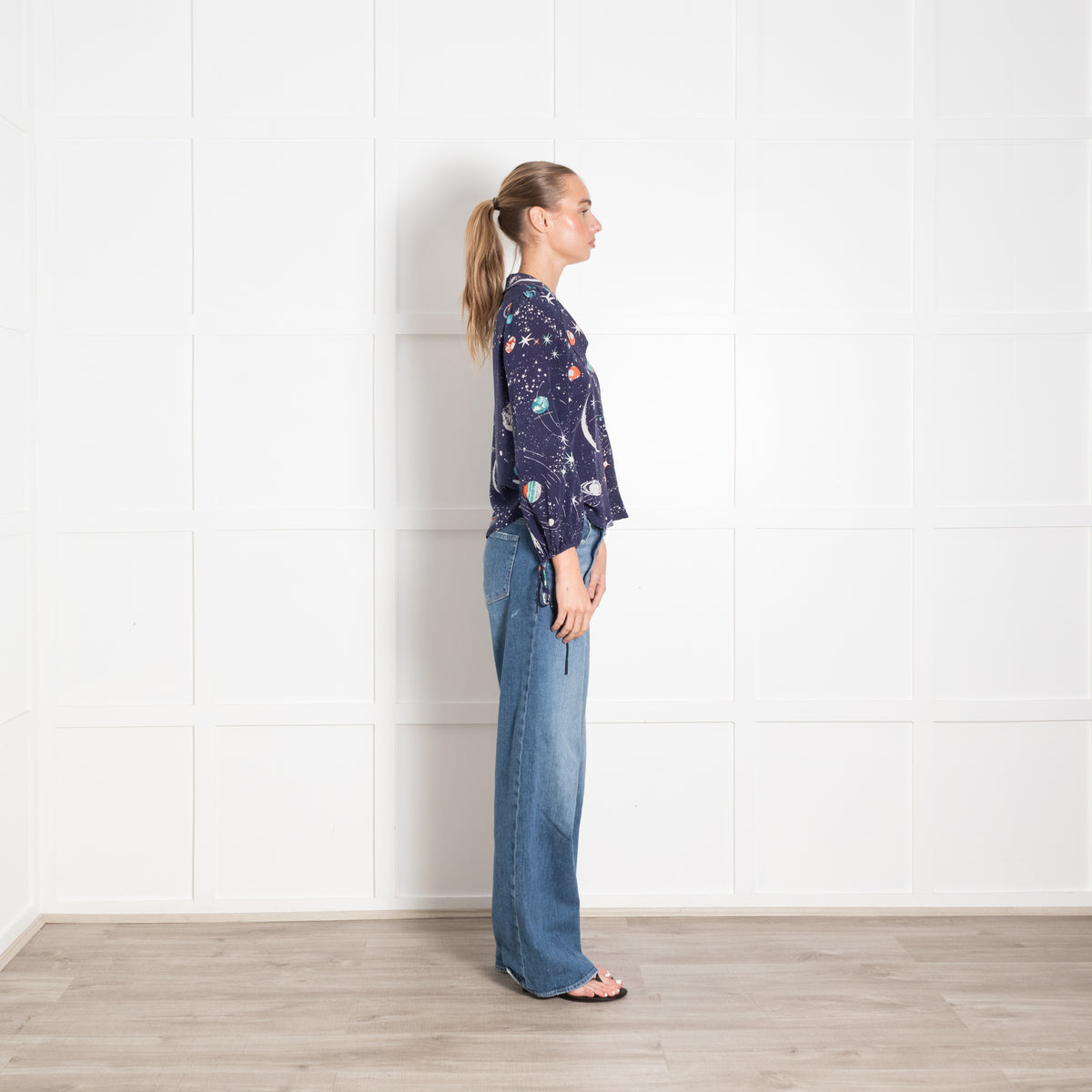 Rixo Silk Galaxy Print Blouse