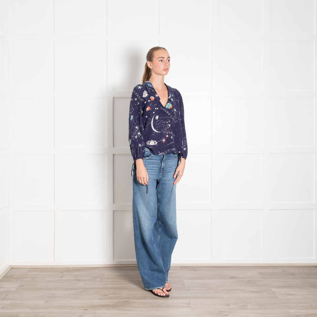 Rixo Silk Galaxy Print Blouse