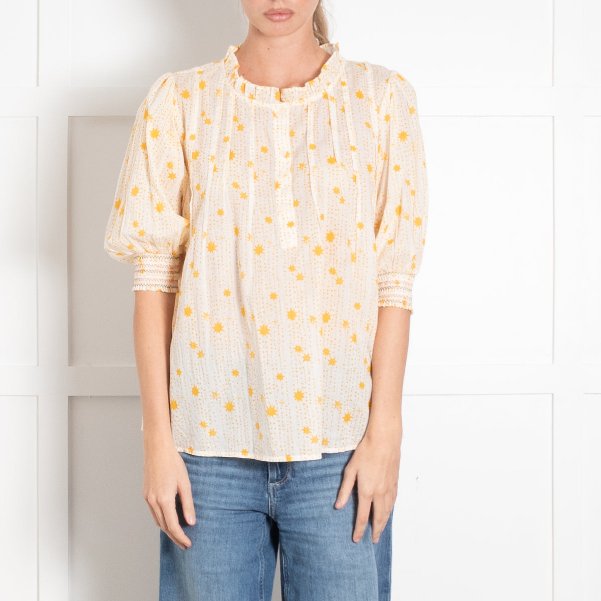 Bonte Yellow Star Print Cotton Blouse