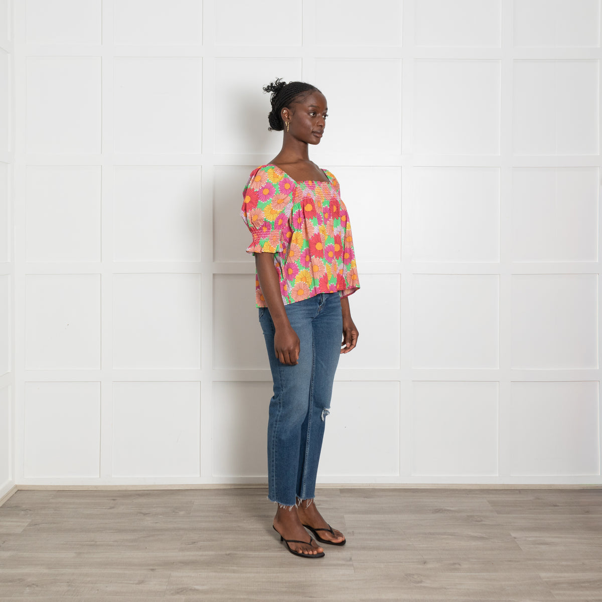 Resume Floral Shirred Puff Sleeve Top