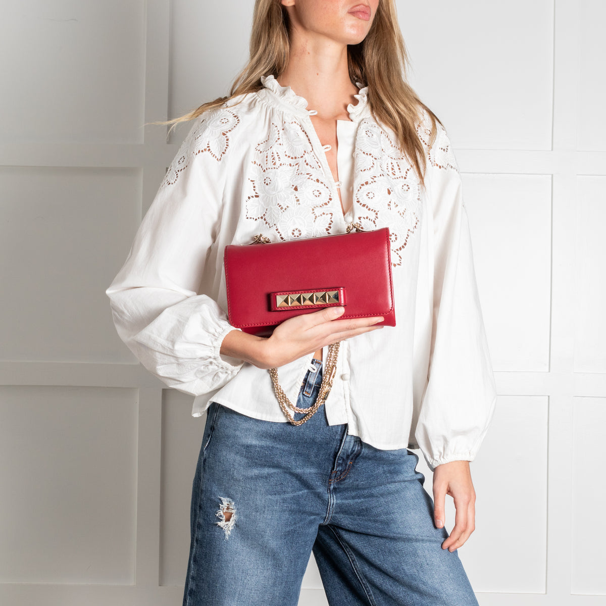 Valentino Red Leather Vavavoom Shoulder Bag