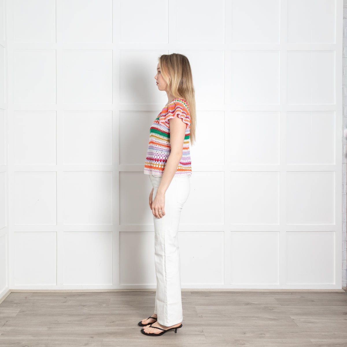 Wyse Multicolour Crochet Cap Sleeve Top