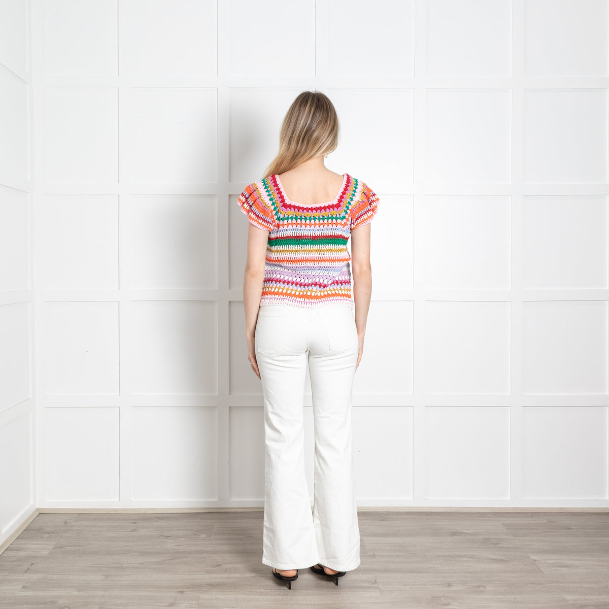 Wyse Multicolour Crochet Cap Sleeve Top