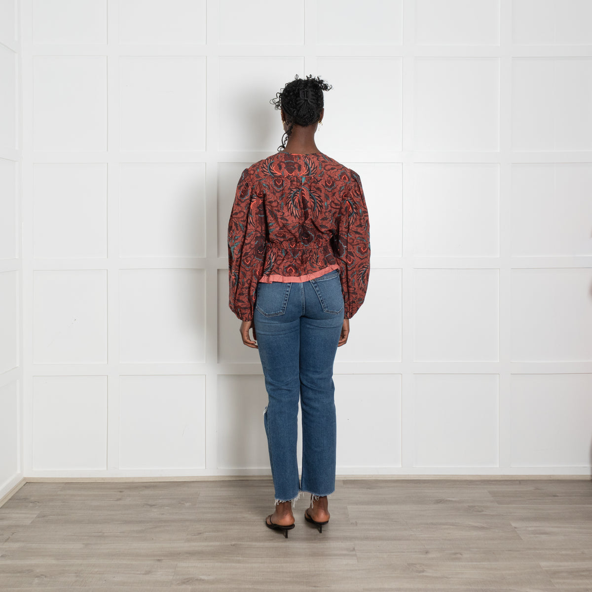 Ulla Johnson Terracotta Floral Print Drawstring Top
