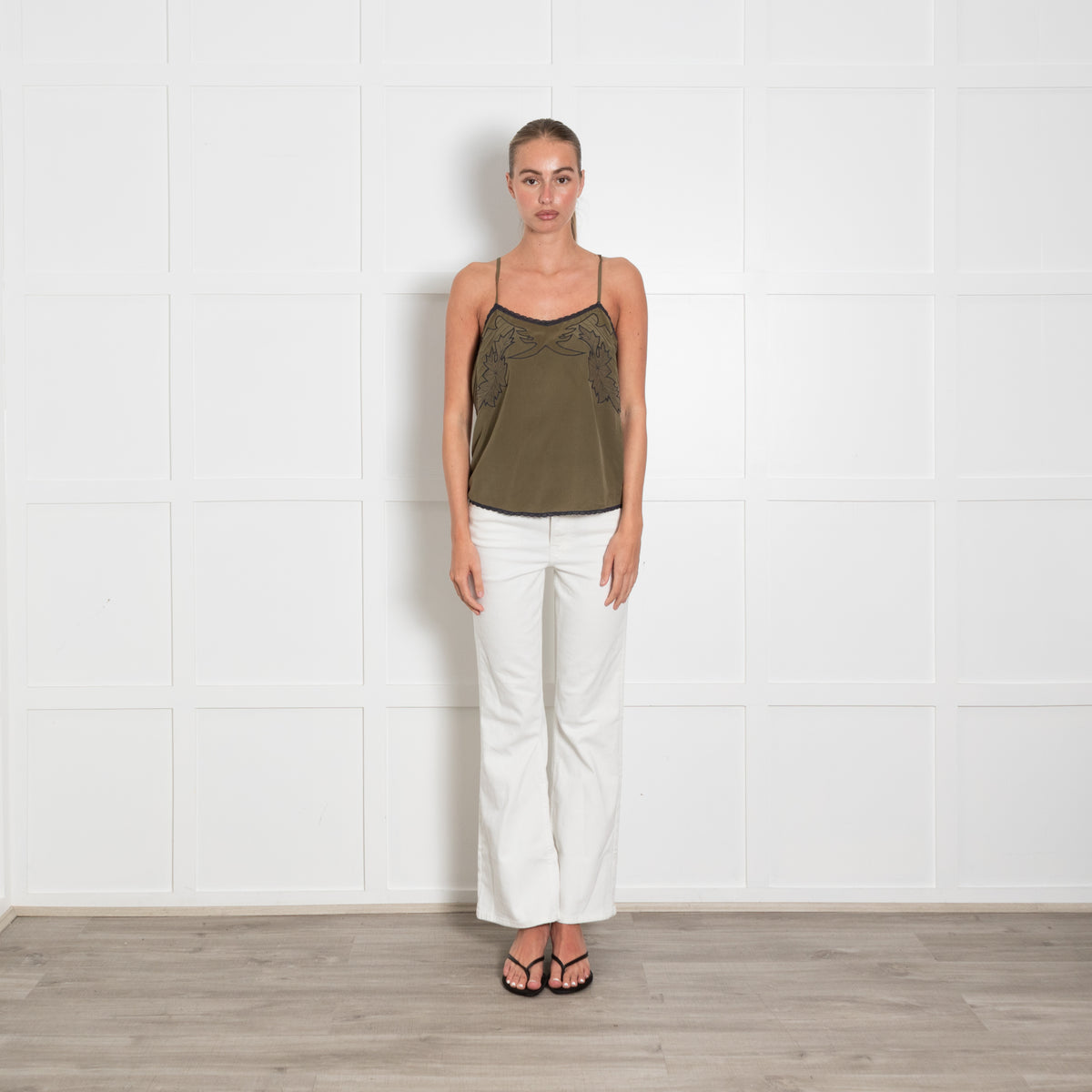Zadig & Voltaire Pre-Loved Khaki Emboridered Silk Vest