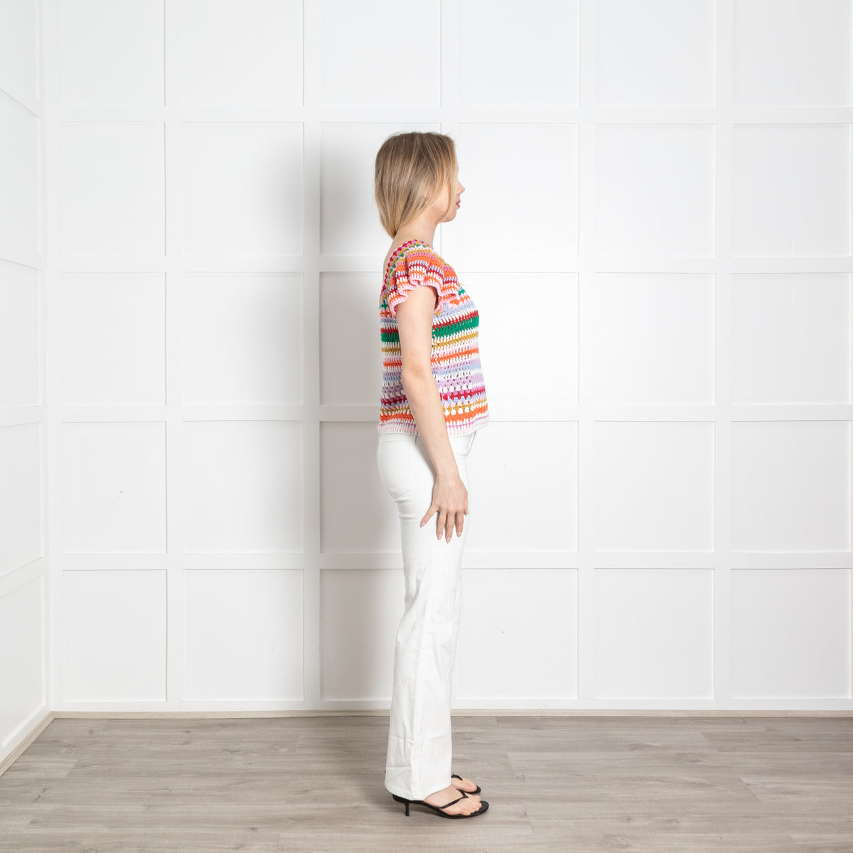 Wyse Multicolour Crochet Cap Sleeve Top