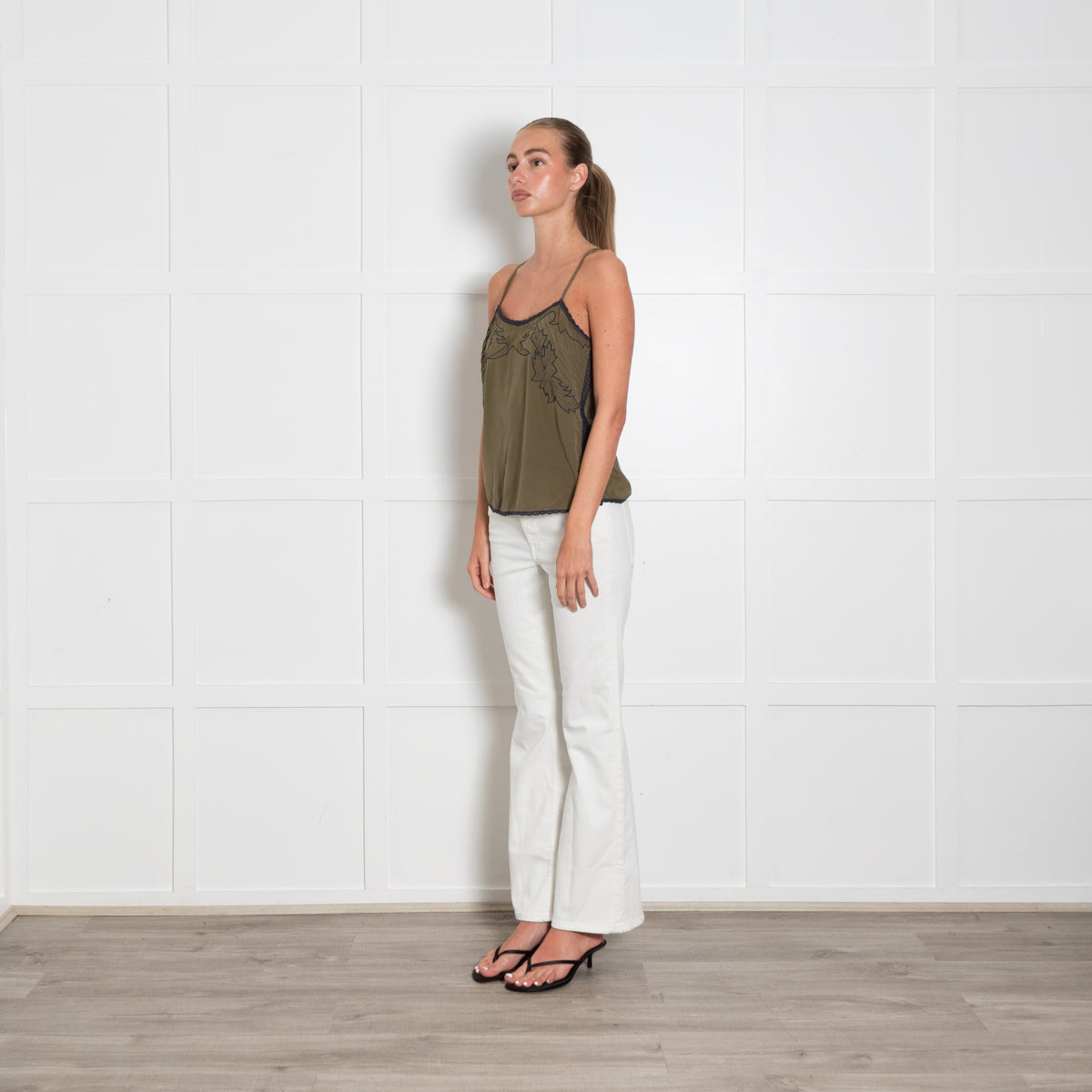 Zadig & Voltaire Pre-Loved Khaki Emboridered Silk Vest