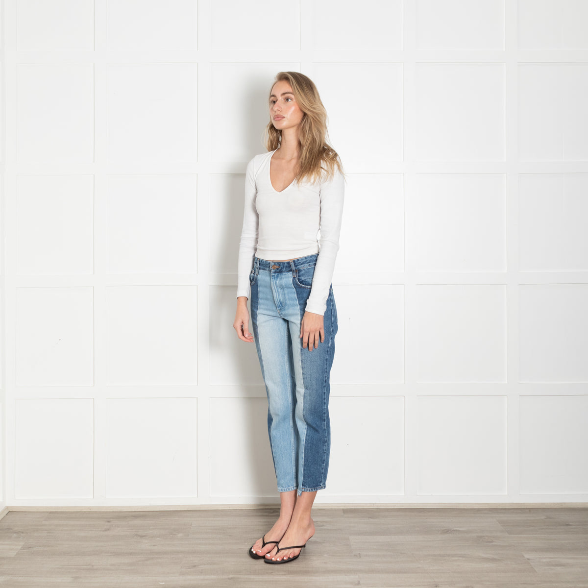 Marant Etoile Two Tone Distressed Straight Leg Jeans