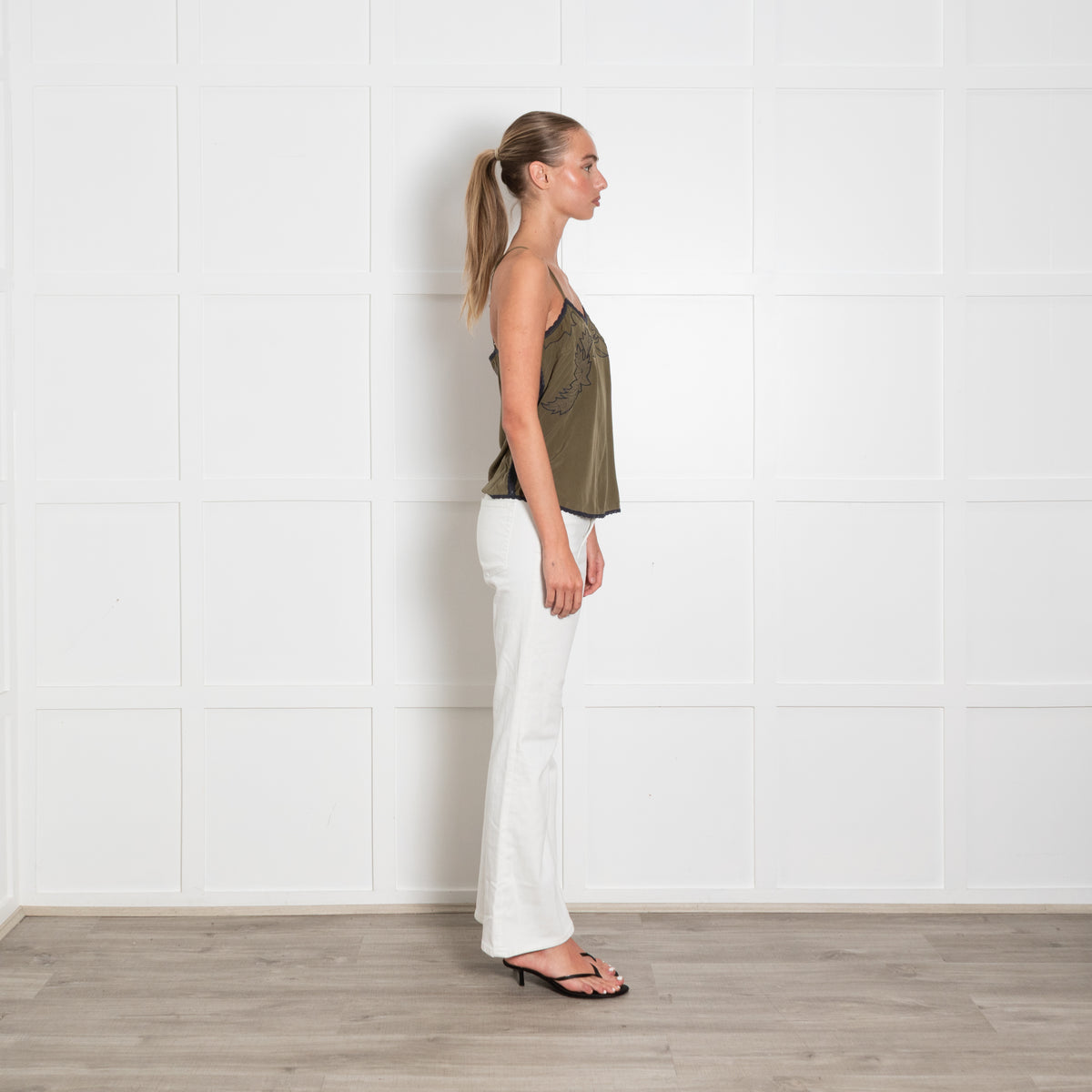 Zadig & Voltaire Pre-Loved Khaki Emboridered Silk Vest