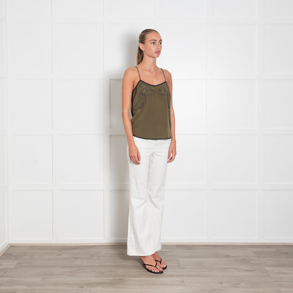 Zadig & Voltaire Pre-Loved Khaki Emboridered Silk Vest