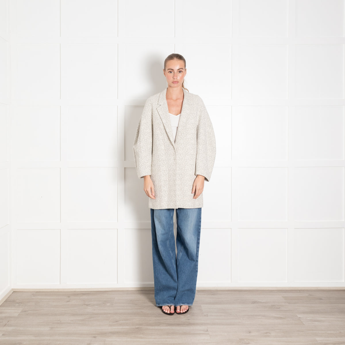 Joseph Cream and Grey Textured Cocoon Jacket