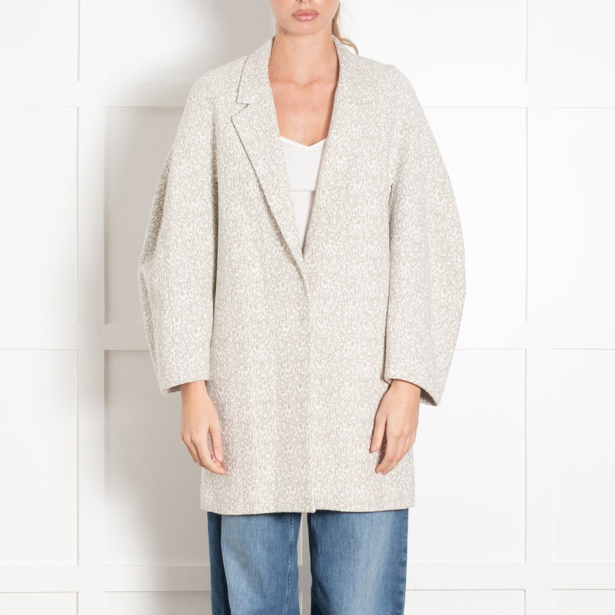 Joseph Cream and Grey Textured Cocoon Jacket