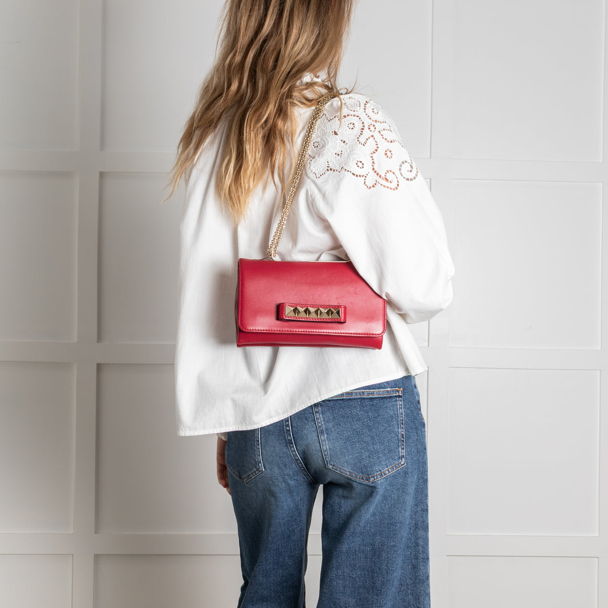 Valentino Red Leather Vavavoom Shoulder Bag