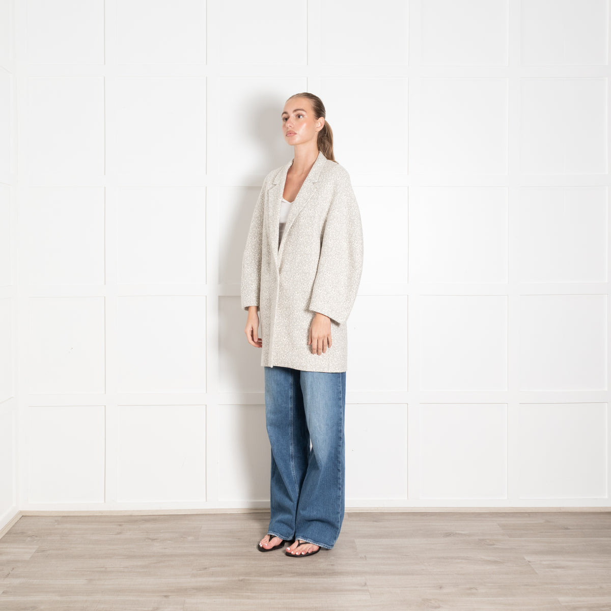 Joseph Cream and Grey Textured Cocoon Jacket