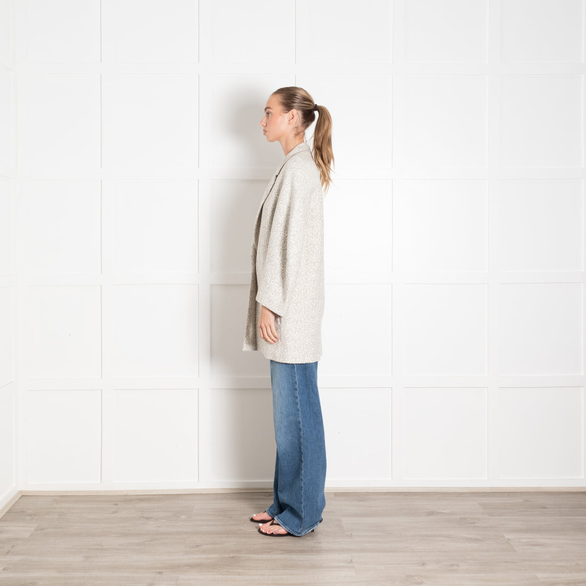 Joseph Cream and Grey Textured Cocoon Jacket