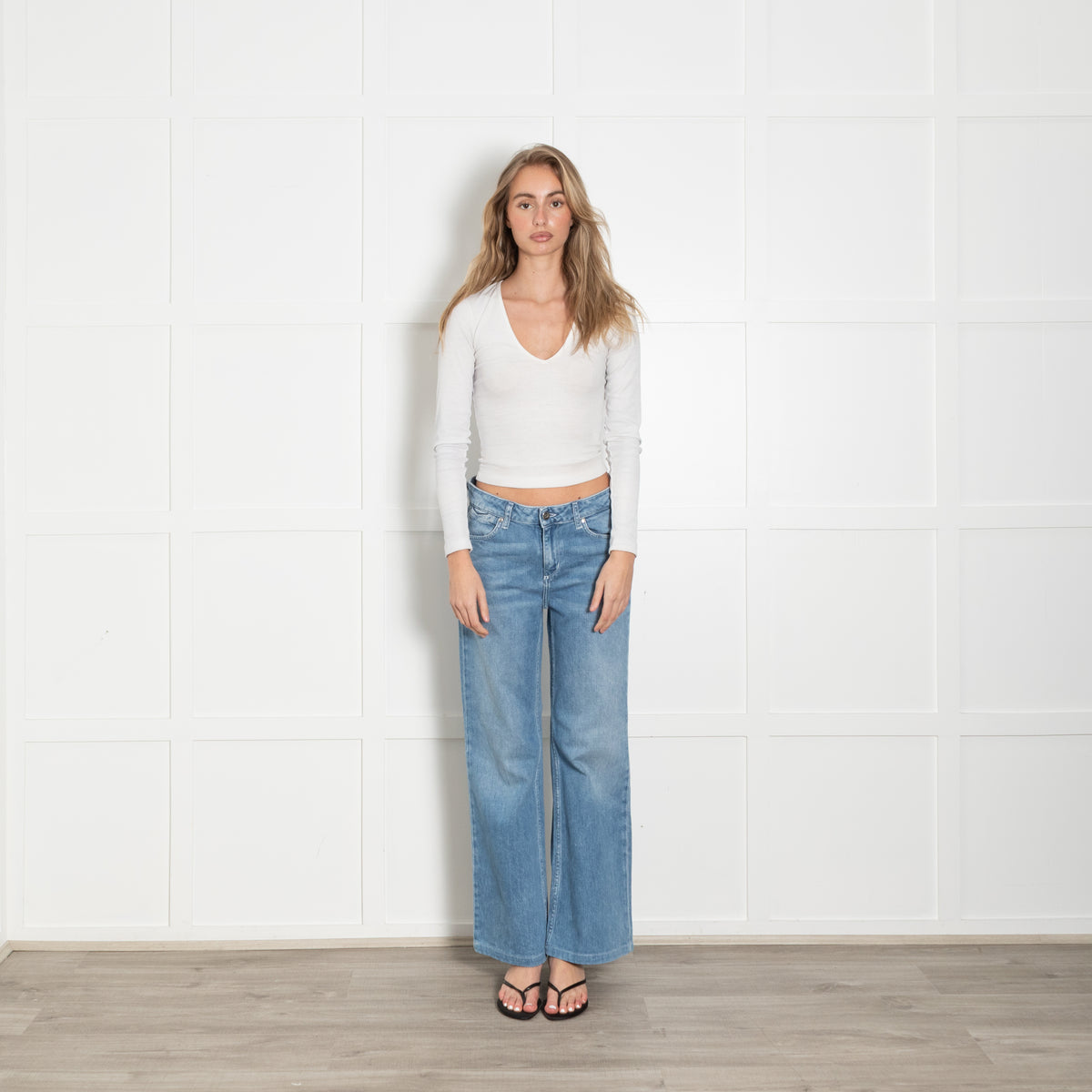Donna Ida Adelaide Stretch Blue Jeans With Heart Pocket Detail
