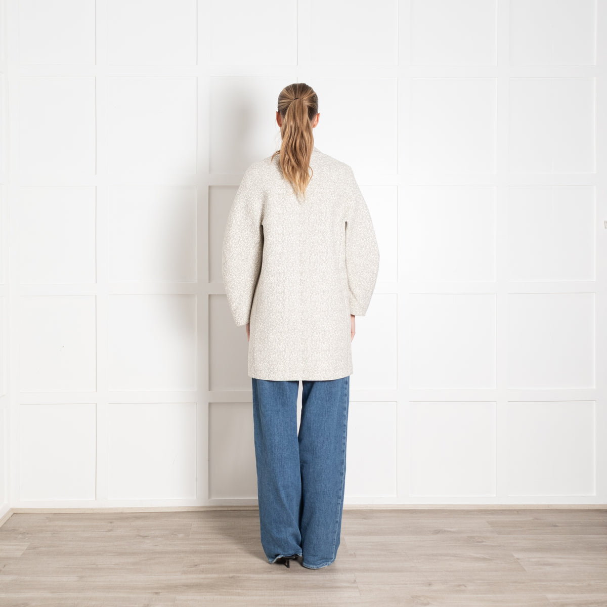 Joseph Cream and Grey Textured Cocoon Jacket