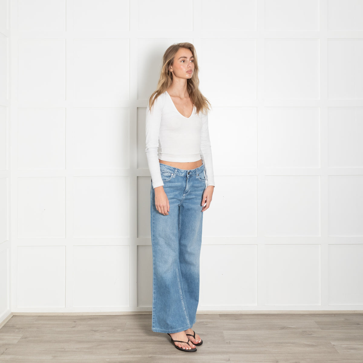 Donna Ida Adelaide Stretch Blue Jeans With Heart Pocket Detail