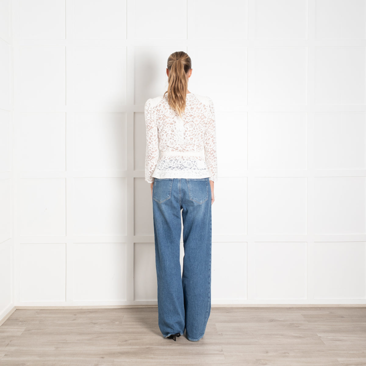 Claudie Pierlot White Lace Puff Sleeve Top