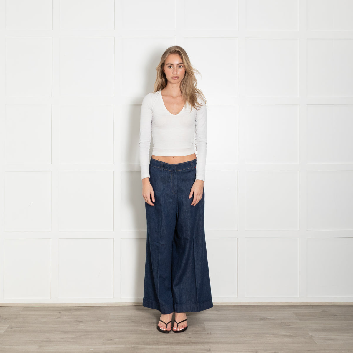 CH Carolina Herrera Denim Blue Wide Leg Trousers