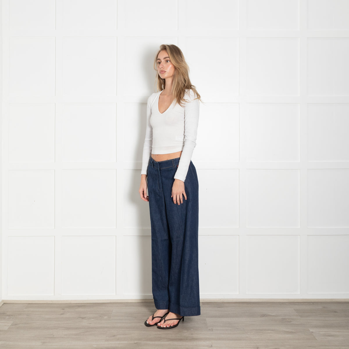 CH Carolina Herrera Denim Blue Wide Leg Trousers