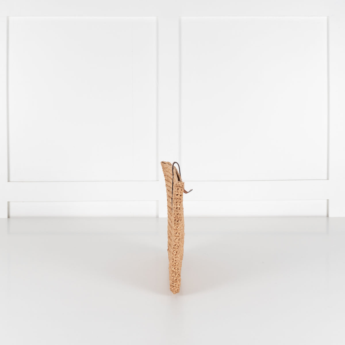 Manebi Raffia Clutch with Leather Palm Tree Closure