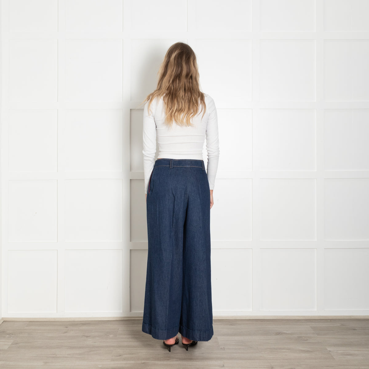CH Carolina Herrera Denim Blue Wide Leg Trousers
