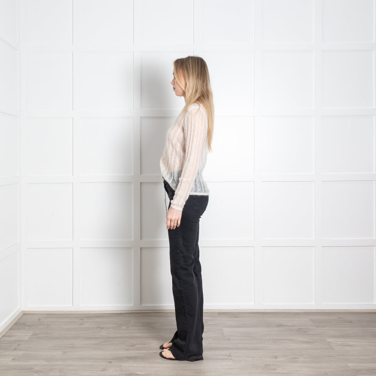 Bimba Y Lola Cream Fine Knit Rushed Detail Jumper