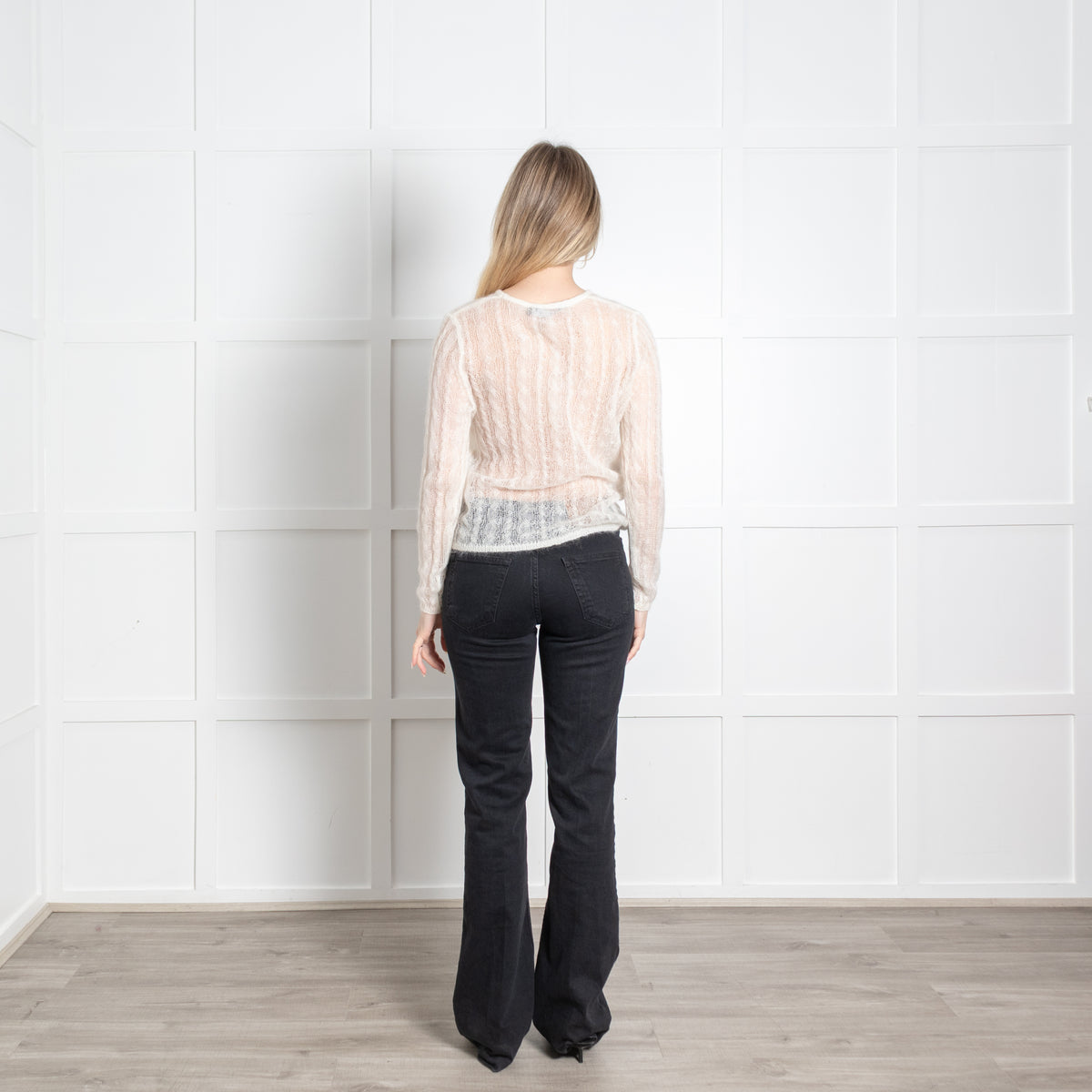Bimba Y Lola Cream Fine Knit Rushed Detail Jumper