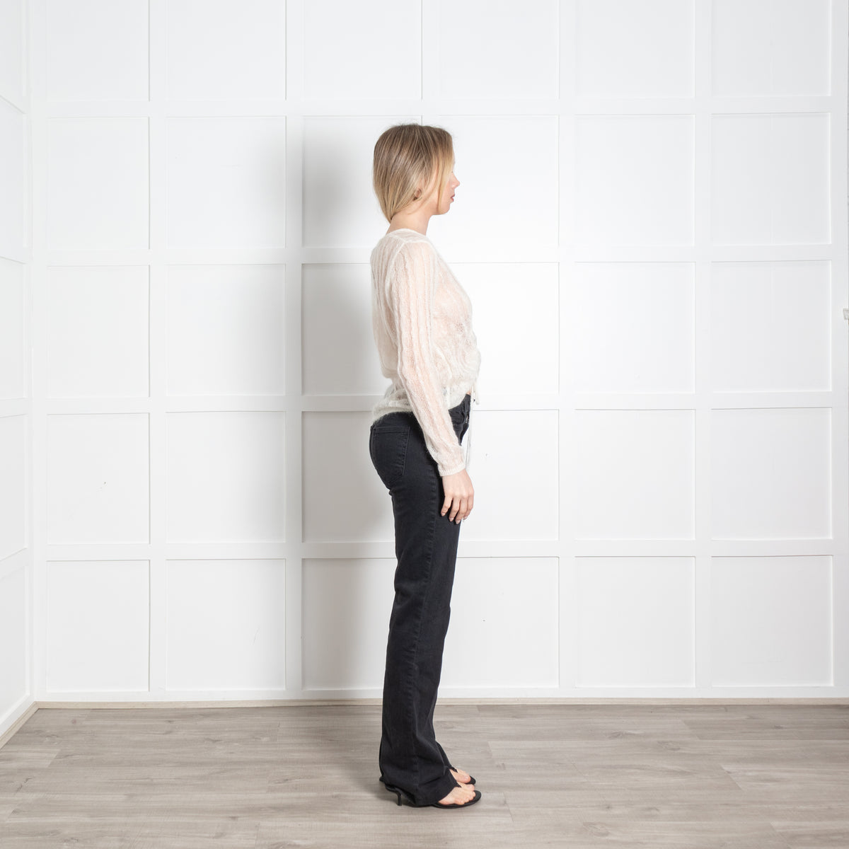 Bimba Y Lola Cream Fine Knit Rushed Detail Jumper