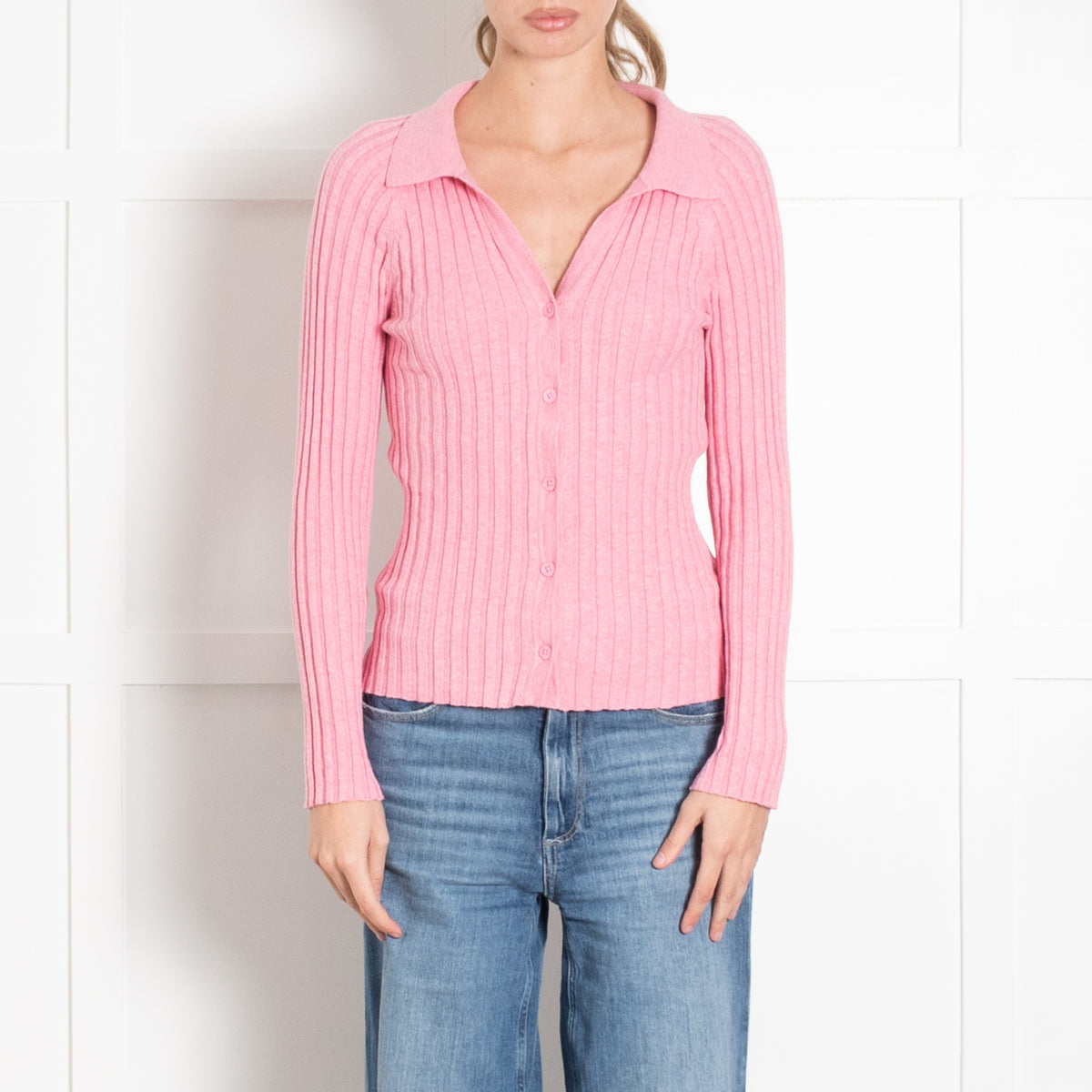 Nrby Pink Cashmere Cotton Blend Button Front Cardigan