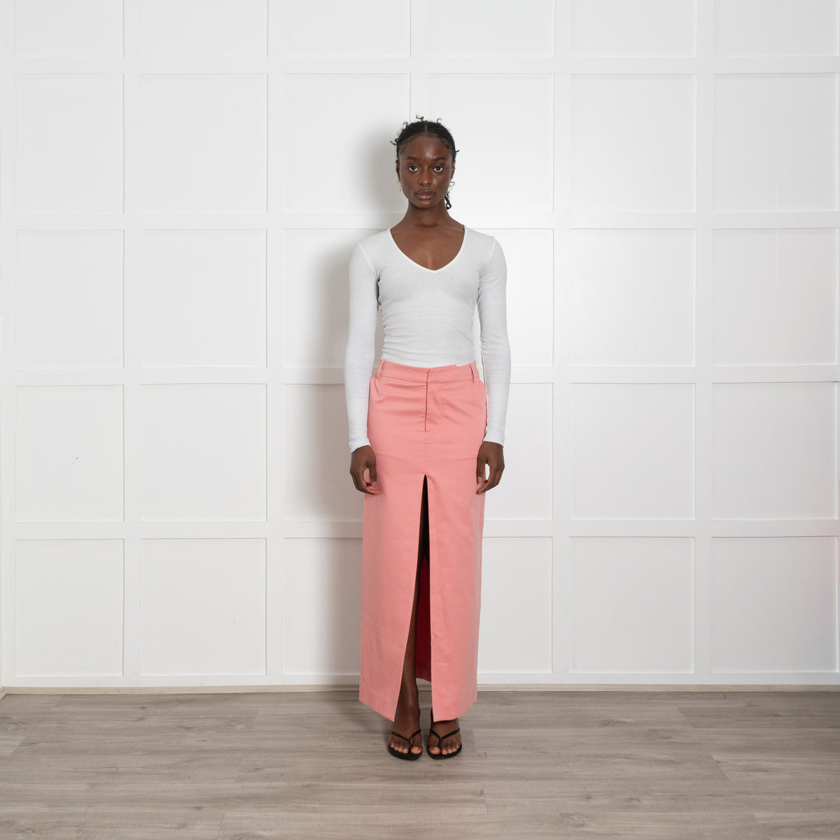 SIR. Salmon Pink Straight Pencil Skirt