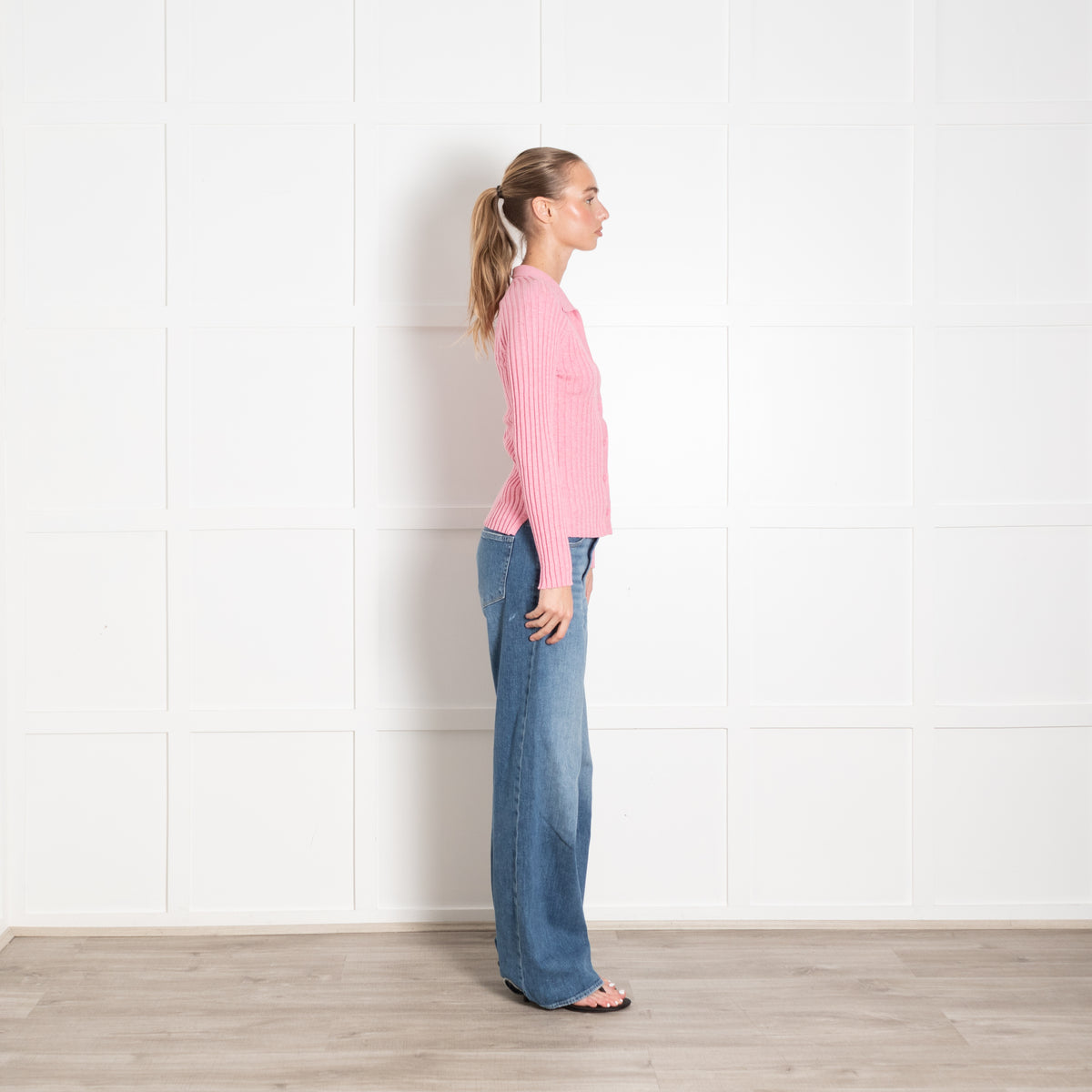 Nrby Pink Cashmere Cotton Blend Button Front Cardigan