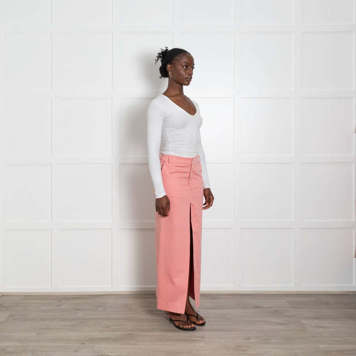 SIR. Salmon Pink Straight Pencil Skirt