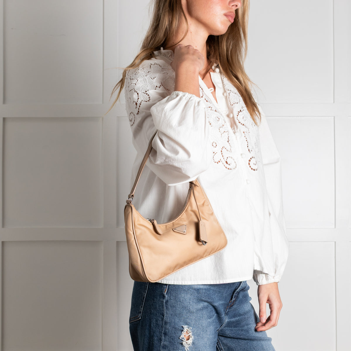 Prada Beige Re-Edition 2005 Re-Nylon Mini Bag