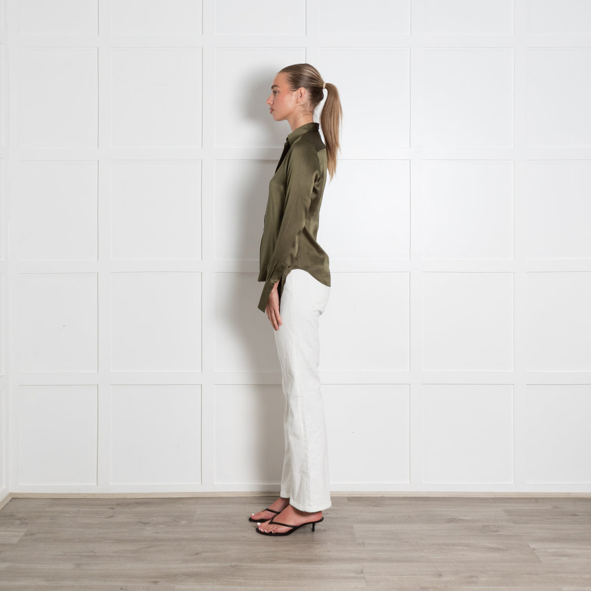 Ralph Lauren Khaki Silk Button Up Shirt