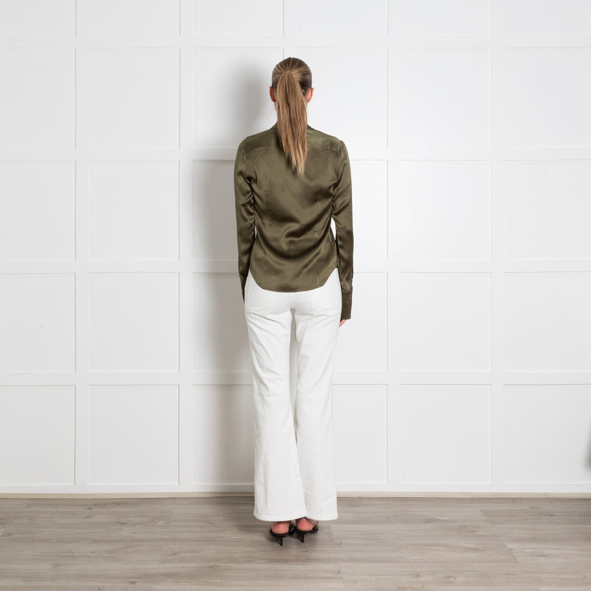 Ralph Lauren Khaki Silk Button Up Shirt