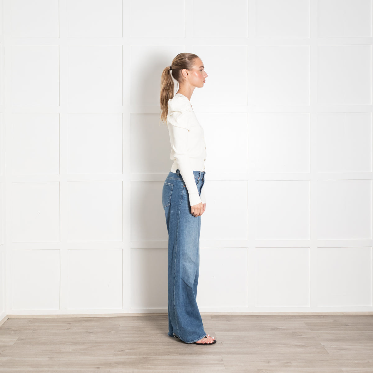 Autumn Cashmere Jumbo Rib Puff Sleeve Wrap Cardigan