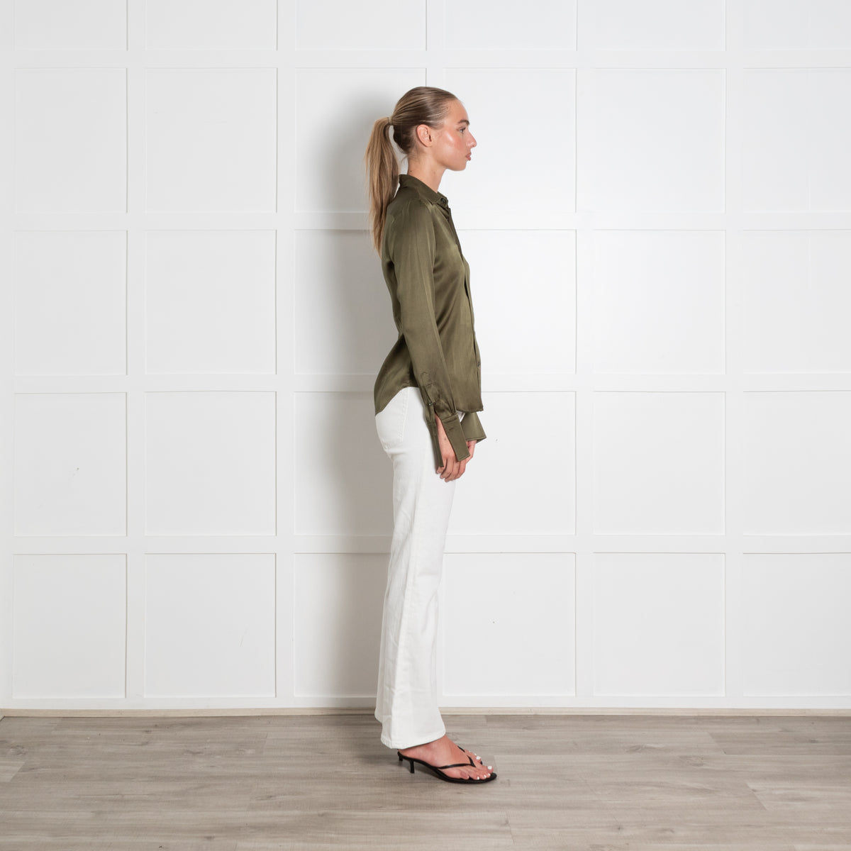 Ralph Lauren Khaki Silk Button Up Shirt