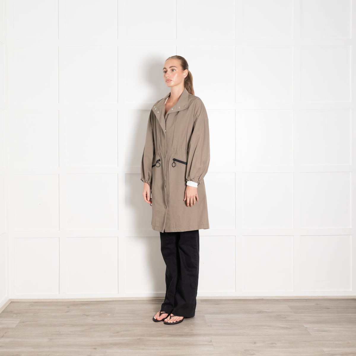 Bimba Y Lola Khaki Cinch Waist Trench Coat