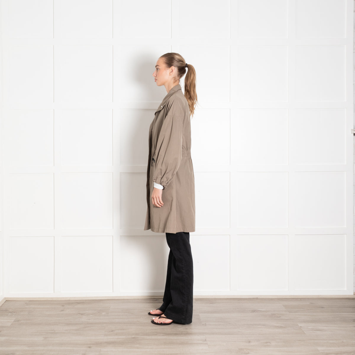 Bimba Y Lola Khaki Cinch Waist Trench Coat