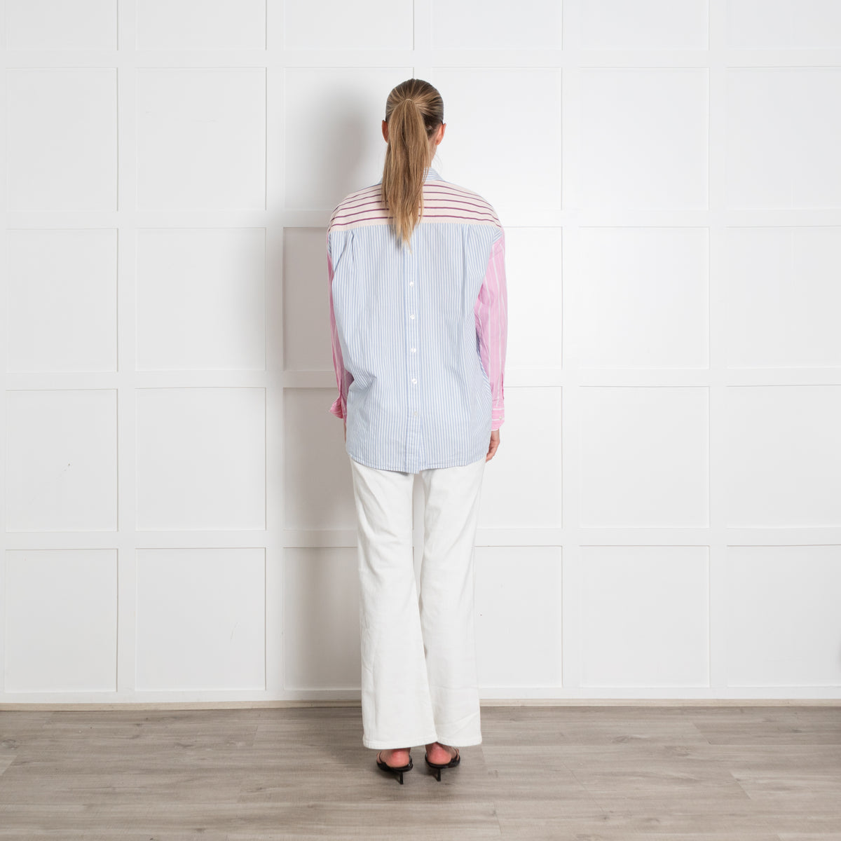 Essential Antwerp Famille Patchwork Stripe Cotton Button Front Shirt