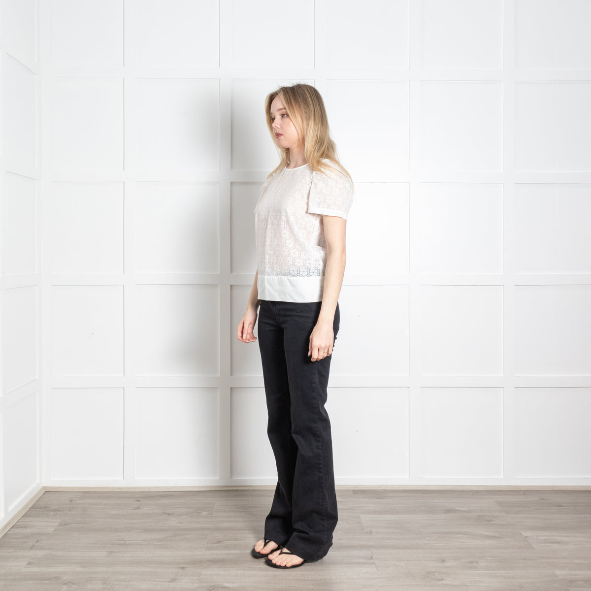 See By Chloe Cream Sheer Short Sleeve Top