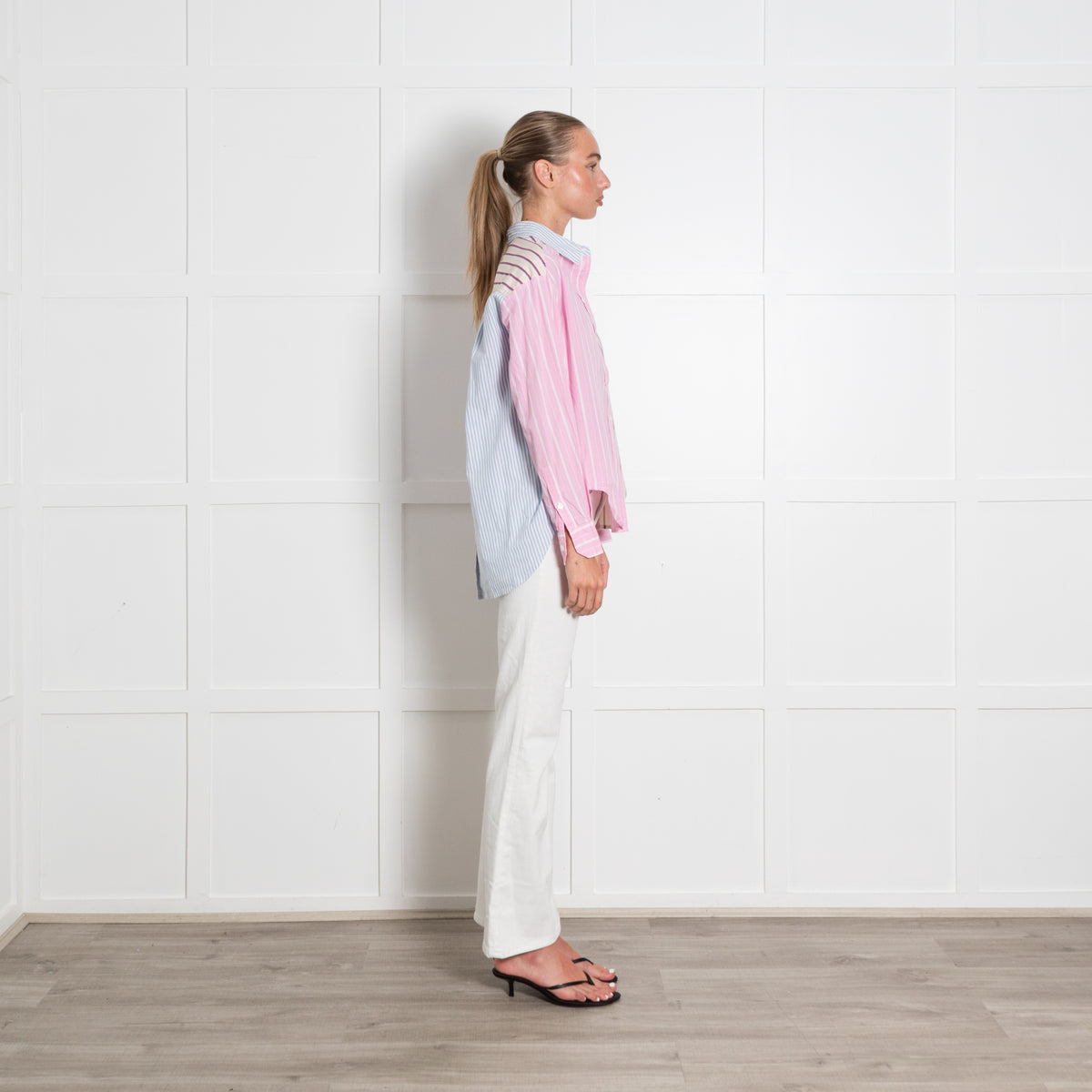 Essential Antwerp Famille Patchwork Stripe Cotton Button Front Shirt