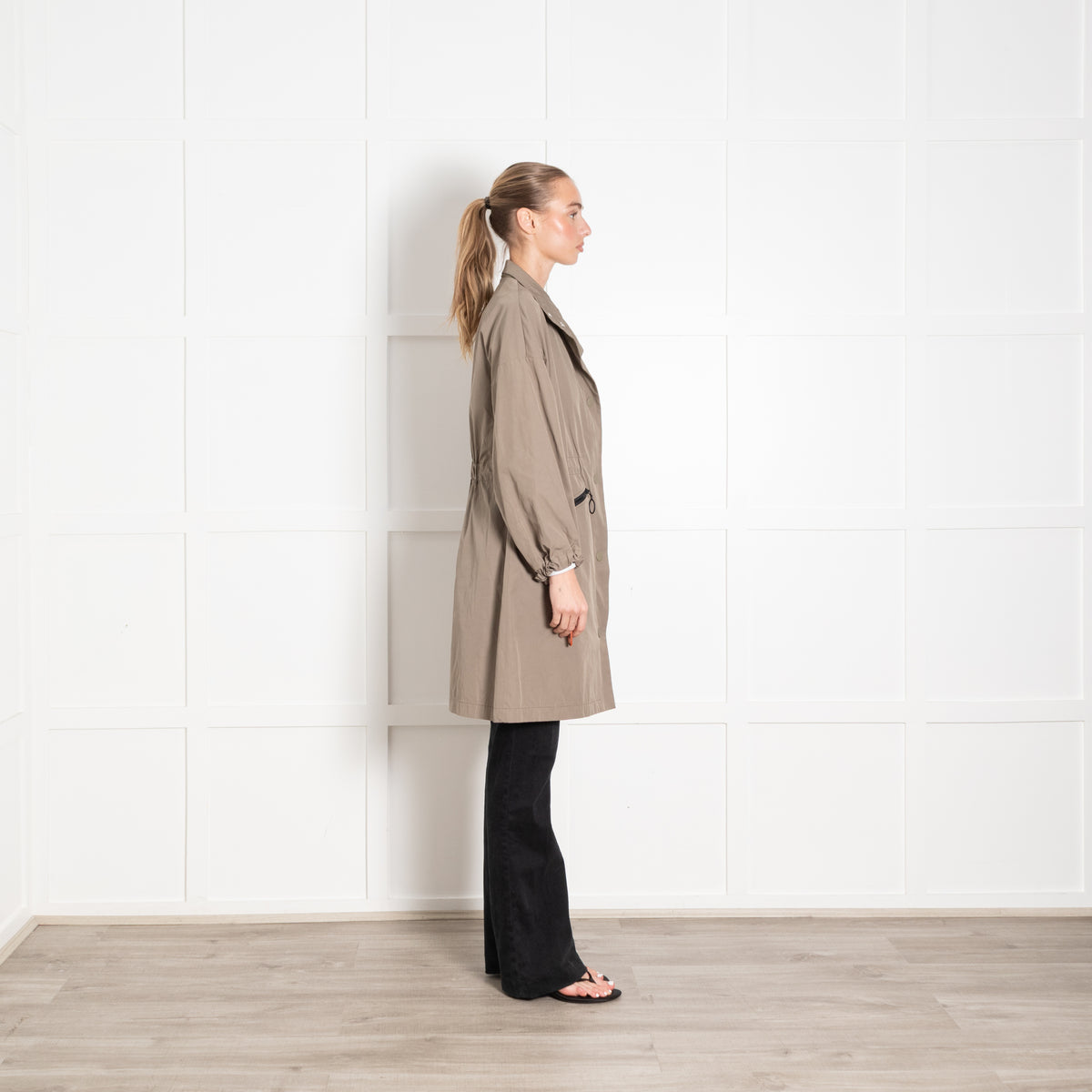 Bimba Y Lola Khaki Cinch Waist Trench Coat