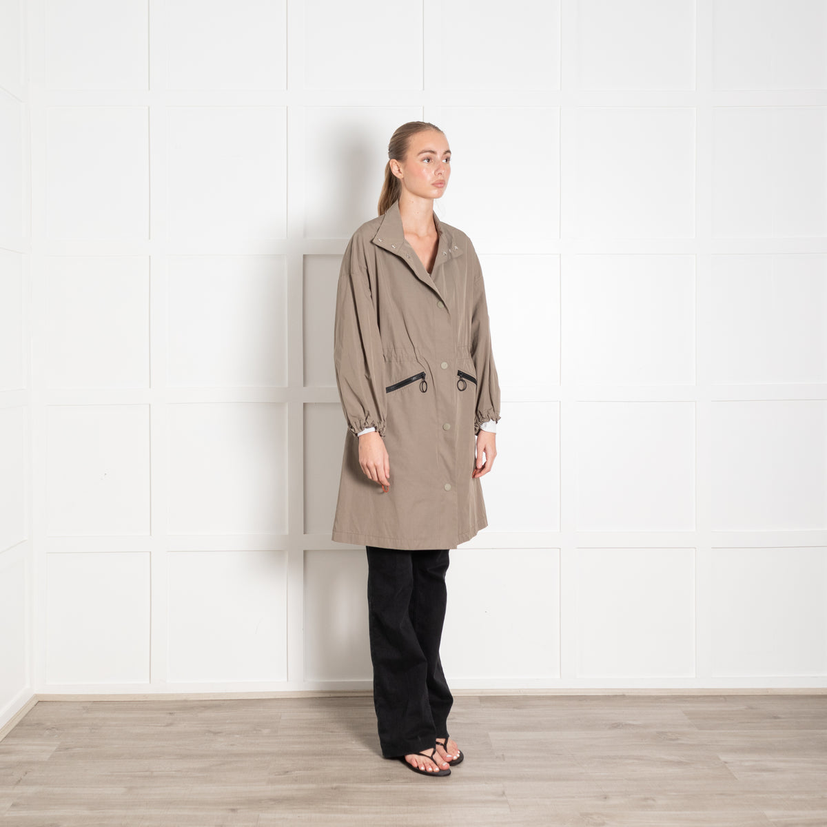 Bimba Y Lola Khaki Cinch Waist Trench Coat