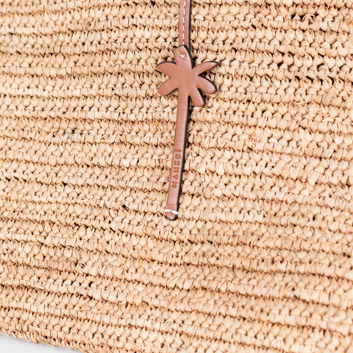 Manebi Raffia Clutch with Leather Palm Tree Closure